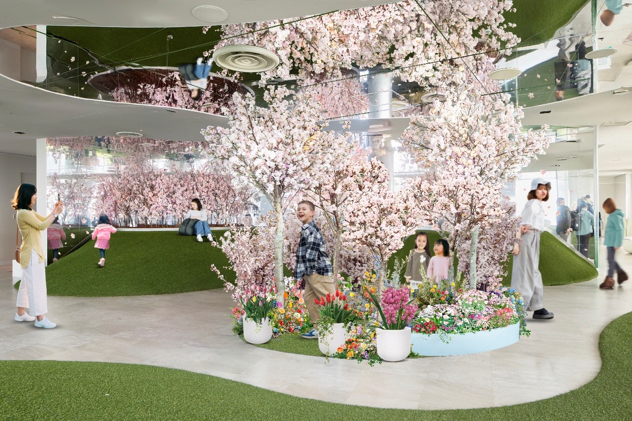 ポイント①桜とカラフルな春の花々