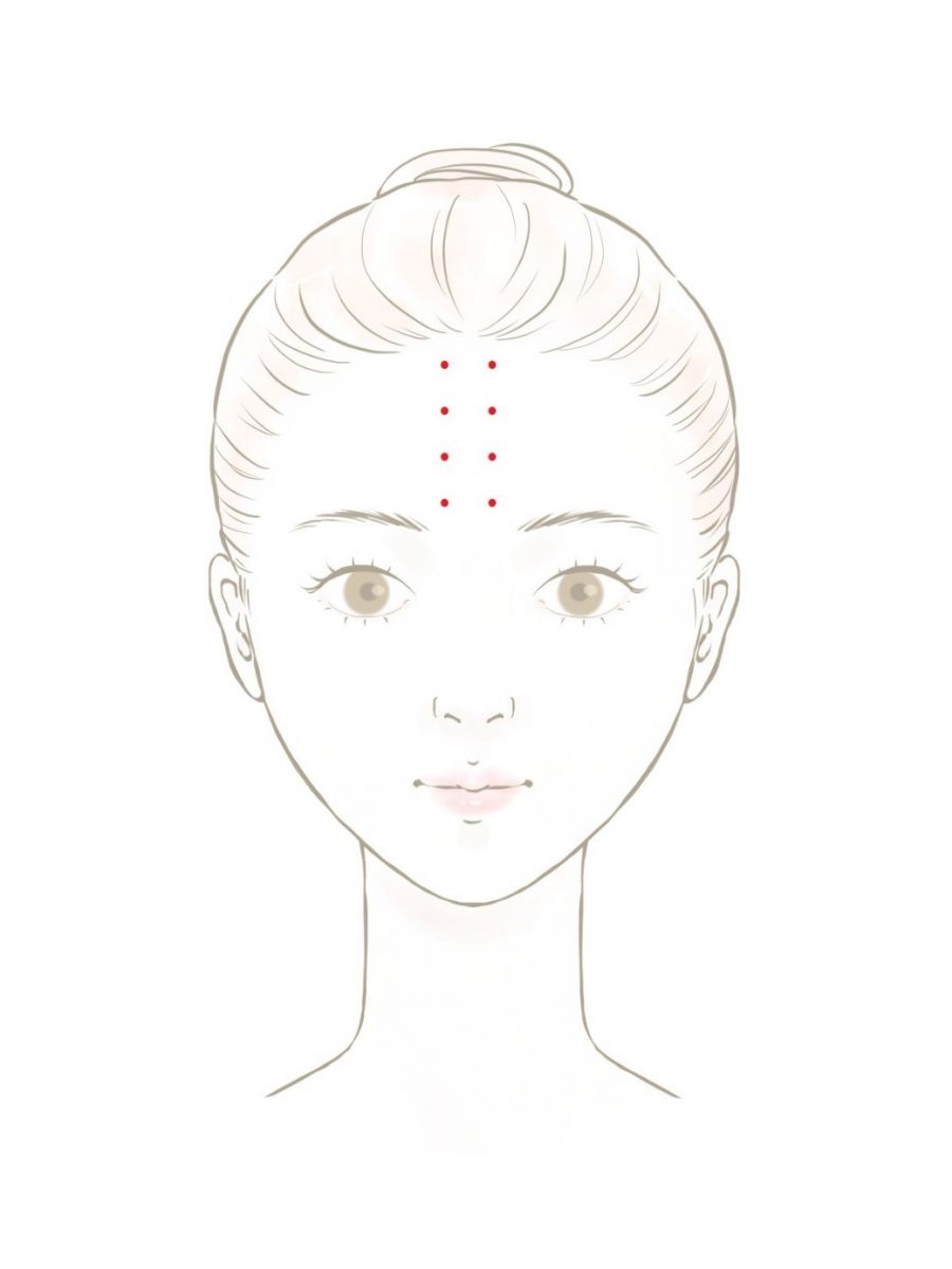 額の筋肉をゆるめる方法（１）筋肉マッサージ
